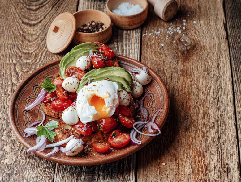 Baked Egg with Avocado, Tomato, and Citrus Salad