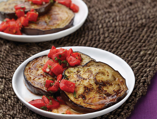 Eggplant with Roasted Red Bell Pepper Relish